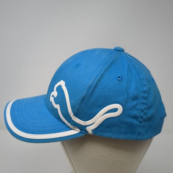 Puma Strapback Baseball Cap Blue One Size Adjustable Vented Holes Cotton 6 Panel - Picture 3 of 10